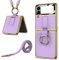 CeeEee Samsung Galaxy Z Flip 4 5g Custodia in Pelle con Anello e Tracolla Custodia Protettiva Bulit-in Pellicola Protettiva per Schermo Piccolo, Viola