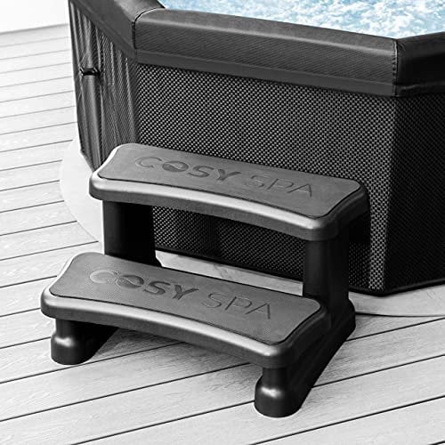 CosySpa Escalier Piscine Spa - MarchePied pour Entrer dans Le Spa - Accessoires pour Spa - Marche pour Spa et Piscine - Escalier Portable pour Caravane, Noir