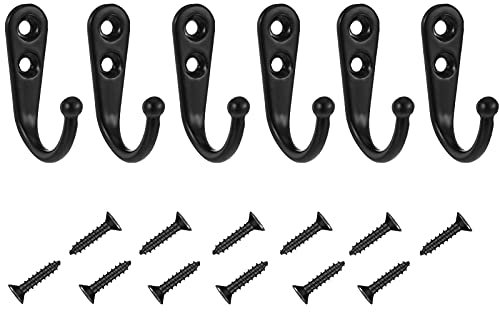 Xinstroe 10 Pieces Coat Hooks, Black Single Prong Metal Hooks Wall Mounted Hooks Robe Hooks Hanger with 20 Screws for Kitchen Bathroom Bedroom Scarf Bag Towel Key Caps (10)