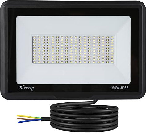 Blivrig 150W LED Strahler Außen Kalt Weiß 6000K 15000LM, 180 Scheinwerfer Aussen, IP66 Wasserdicht Fluter, Gärten Außenstrahler, für Hof, Garage, Lager