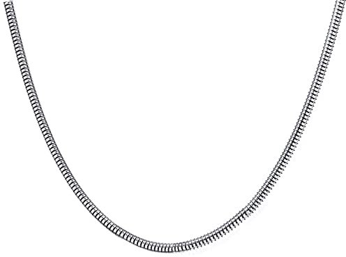 Ketten Edelstahl Schmuck, 61CM Männer Frauen Schlangenkette Halskette aus Edelstahl, Silber-4MM