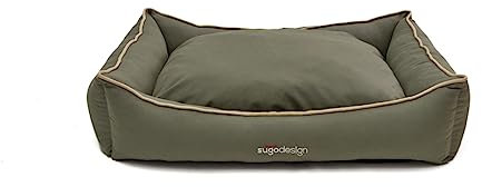 SUGODESIGN Hundebett Wasserabweisend aus Baumwoll-Polyester - Hundekörbchen mit herausnehmbaren Kissen - Hundesofa mit praktischer Tragetasche - 7 verschiedene Motive - 3 Größen (S/M, L, XL) (L, Grau)