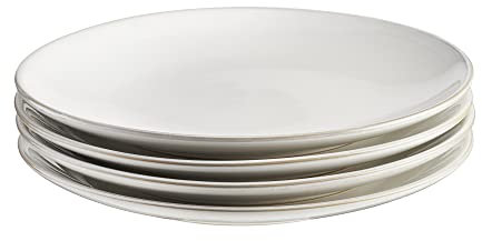 Cooks Professional Set of 4 Nordic Dinner Plates with Reactive Glaze | 26cm Large Modern Stylish Ceramic Stoneware Plates | Microwave, Dishwasher, Oven & Freezer Safe Dinnerware | White