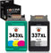 COCCINK 337XL 343XL (1 Schwarz, 1 Farbe) Wiederaufbereitete Druckerpatronen Ersatz für HP 337 343 XL für Photosmart 2500 2570 2573 2575 C4110 C4180 8049 DeskJet D4160 5940 Officejet 6300 Drucker