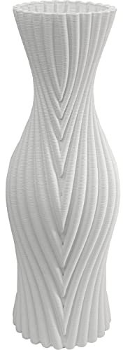 Kare Design Vase Akira, weiß, Blumenvase, Dekorationsvase, Gefäß für Blumen, Tischvase, 50cm