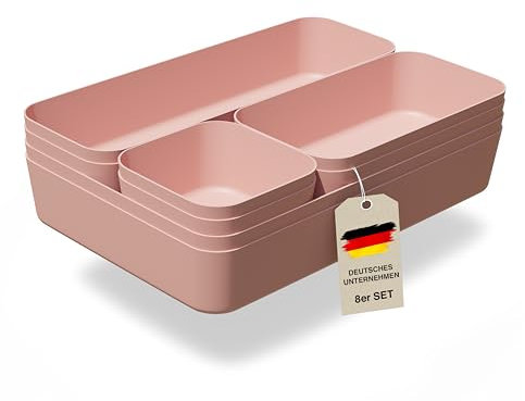 VMbathrooms Schubladen Organizer Set für jeden Bedarf | Praktische Schreibtisch Sortierboxen | Schubladentrenner – Ihr idealer Ordnungshelfer im Alltag für Büro & Haushalt (Rosa)