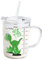 Vaso con popote para niños con tapa, vaso de vidrio transparente de 400 ml para aprender a beber, bonita taza de leche apta para microondas para niños y adultos (#1)