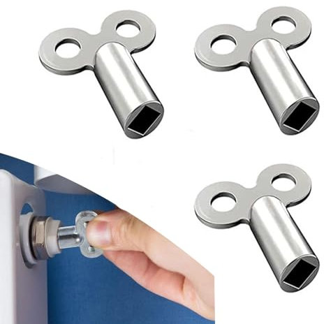 EHIOG 3 PCS Radiator Bleed Key, Universal Fit Radiator Bleed Valve Key, for Bleeding and Venting Air Vent Valve, Plumbing Valve Key for Radiators and Faucet-Silver