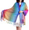 pvucpot Damen Schal Marokko Regenbogen-Farben Pashmina - Viskose/Polyester - xxl bunt/mehrfärbig Halstuch