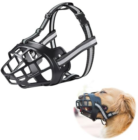 VOSSOT Maulkorb Mittlere Hunde, Silikon-Korb Maulkörbe für Hunde Maulkorb Hund, Maulkorb für Hunde können Fressen & Trinken, Hundemaulkorb für Kleine, Mittlere Hunde mit Verstellbaren Riemen, Schwarz