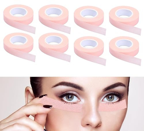 8 Rouleaux Rose Ruban de Cils Respirant, Ruban pour Faux Cils, Ruban Adhésif pour Cils, Micropore Respirant Ruban de Cil, pour Extensions de Cils, Outils pour Cils (Rose)