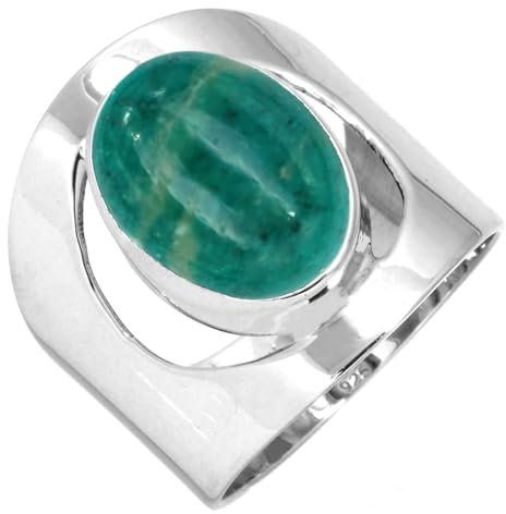 Jeweloporium 925 Sterling Silber Ringe für Frauen Größe 63(20.1) Grün Echt Amazonite Edelstein Solitär Silber Ringe Hochzeit Geschenk Kostüm Schmuck