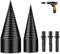 LSRVNM Wood Splitting Drill Bit 42mm + 32mm Log Splitter with Square/Round/Hexagonal Shanks, Firewood Splitter Wood Cone Drill Bit Set Heavy Duty Drill Screw Cone Driver
