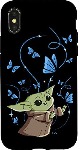 Star Wars The Mandalorian Das Kind mit blauen Schmetterlingen Hülle für iPhone X/XS
