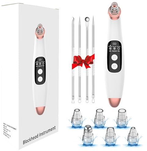 Porenreiniger Mitesserentferner,Porensauger Gesicht,Blackhead Remover Pore Cleaner,Vacuum Suction USB Charging,Akne Entferner Gerät,3 Modes and 6 Interchangeable Suction Tips für Frauen und Männer