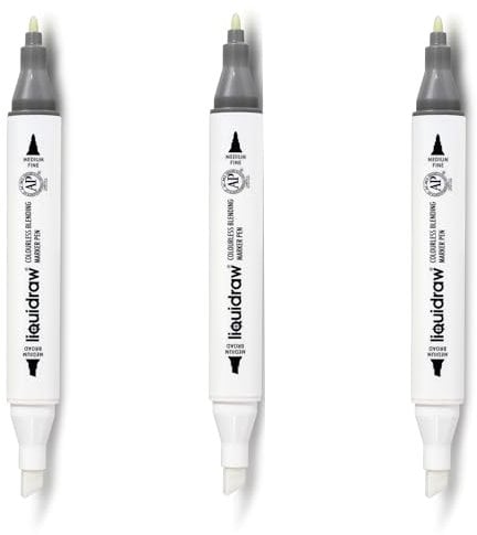 Liquidraw Colourless Blender Marker Set of 3, Dual Tip, Colourless Blender Pen Alcohol Colorless Blending Graphic For Art, Illustration, Animation, Portrait, Sketching, Drawing, Design
