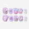 Sun&Beam Nails Handmade Press-on Short Square Round Purple White Design Fashionable False Nail Tips Nails 10 Pcs (145 M)