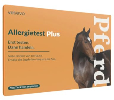 vetevo Allergietest Plus Pferd, Unverträglichkeitstest Pferd, bei tränenden Augen, Haarausfall, Husten & Atemproblemen, 290+ Unverträglichkeiten