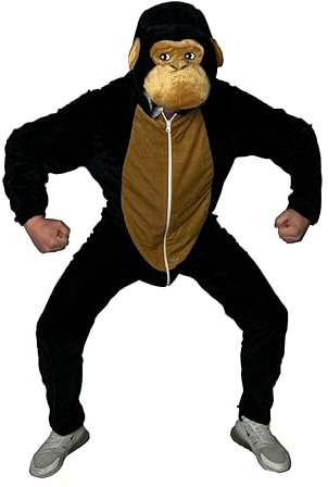 Foxxeo schwarz braunes Gorilla Kostüm für Erwachsene, Größe:XXXXL