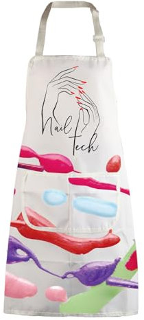 MBMSO Nail Tech Apron - Manicurist Apron for Nail Technician & Artist - Add Polish to Life, Multicolor, Standard