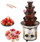 PLABNK Chocolate Fondue Fountain(4 Tiers, 2-lbs Capacity), Stainless Steel/Chocolate Melting Pot, Knob Constant Temperature, Easy To Clean-Party Activities,Natural