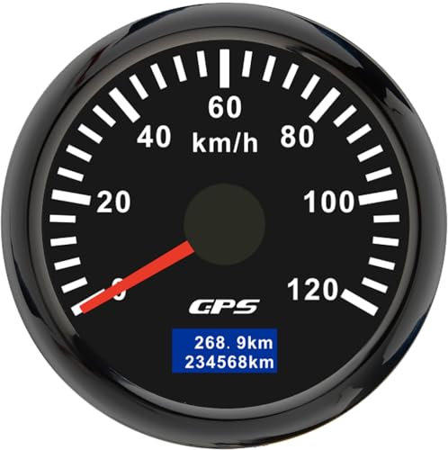 52mm Geschwindigkeitsmesser Boot GPS Tacho Kilometerzähler 0-120Km/H Wasserdichter IP67 7-Farben Tachometer Messgerät für Auto Boot Yacht 12V/24V …