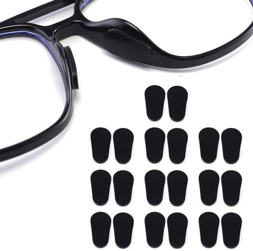 10 Paare Silikon Nasenpad Antirutsch Klebend Pad für Brillen und Sonnenbrillen, rutschfeste Selbstklebende Nasenpads,Schwarz,1.0mm