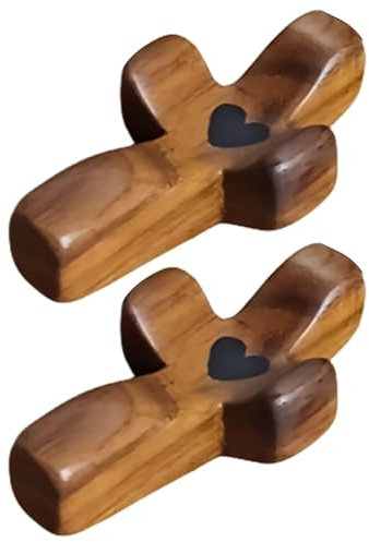 Qiwieod Geschnitztes Holzkreuz | Handkreuz Aus Handgeschnitztes Liebeskreuz Aus Mit Herzen | Kreuz Mein Herz | Ermutigungsgeschenk 2/4 Stück
