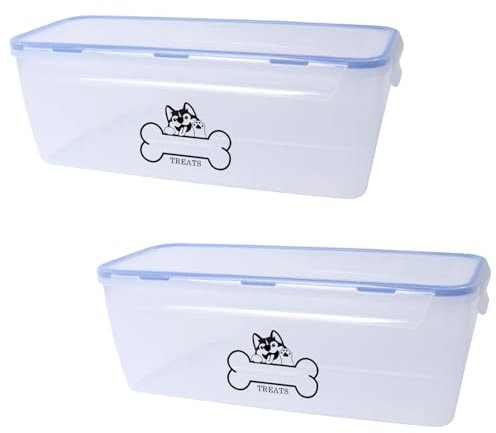 APITOS Pet Food Storage Containers l 2 Pack Airtight Pet Treat Storage Container l Stackable Pet Food Container l white Dog Treat Container Airtight l for Storing Pet Dry Food Biscuit Treats
