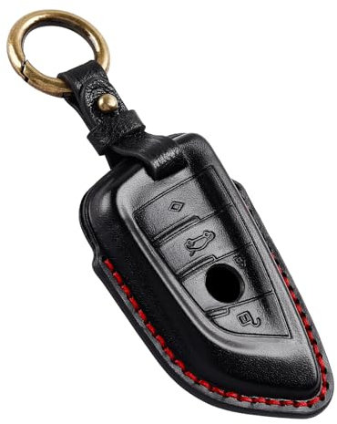 OFF WE GO Voiture Clé à Télécommande Étui en Cuir pour BMW X1 X2 X3 X5 X6 Series 1 2 3 5 6 7 Series Coque de Clé Voiture avec Porte-clés Accessoire clé de Voiture, Noir
