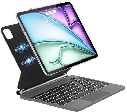 FOGARI Magnetische Keyboard Hülle - für iPad Air 11'' M2 2024, iPad Air 5/4,iPad Pro 11 2018-2022,Hintergrundbeleuchtete Tastatur, Multi-Touch-Trackpad, 2024 Version Aktualisieren,Schwarz