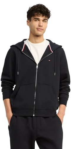 Tommy Hilfiger Herren Mittelschwerer Fleece-Hoodie mit Durchgehendem Reißverschluss Sweatshirt