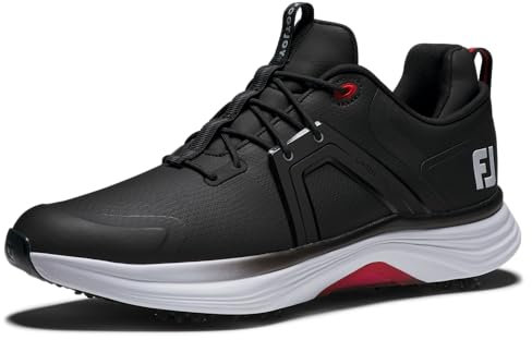 FootJoy Hyperflex - Zapatos de Golf para Hombre, Negro, Blanco y Rojo, 43 EU