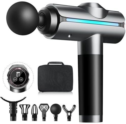 Massagepistole Tiefengewebe Massagegerät mit 20 Geschwindigkeiten, Muskel Massage Gun mit 6 Massageköpfen LCD Touchscreen Massage Pistole mit 4000mAh Akku Handmassagegerät für Körper Entspannung