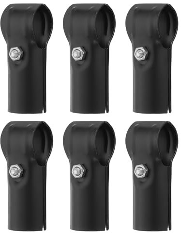 Sourcing Map 6 conectores de tubo de abrazadera en T de acero inoxidable negro, ajuste OD de 25 mm, diseño en forma de T, fácil instalación, adecuado para perchas, pasamanos, vallas