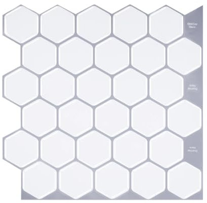 WoStick Fliesenaufkleber 3d Klebefliesen Küche Bad Küchenrückwand Folie Fliesen Selbstklebende Hexagon（10-Stück 30.5x30.5cm）