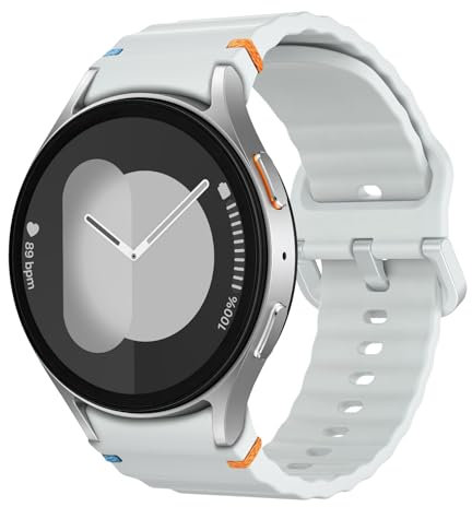 MoKo Cinturino Sportivo Compatibile con Samsung Galaxy Watch 7 FE 6 5 4 40mm 44mm/Watch 6 4 Classic 43mm 47mm 42mm 46mm/5 Pro 45mm, Cinturino in Silicone Morbido per Donna Uomo, Grigio Chiaro