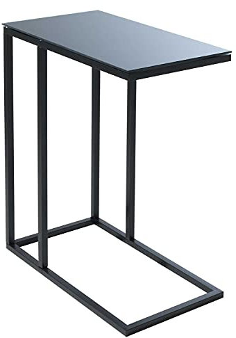 casa Nova Beistelltisch Wohnzimmertisch | Metall | Glas | Schwarz | 46x26 cm