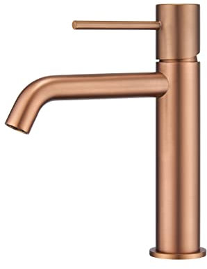 GALYON IMEX Grifo Monomando de Lavabo, Serie Monza BDM039-1, Acabado Cromo, Cartucho Cerámico Ø26 mm, Flexos 3/8 (Oro Rosa Cepillado)