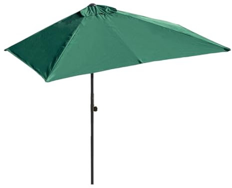 Grande ombrellone rettangolare da patio con 5 stecche in acciaio e poliestere resistente al sole portatile mezzo ombrello per esterni, giardino, cortile, balcone, parete piscina e bar.