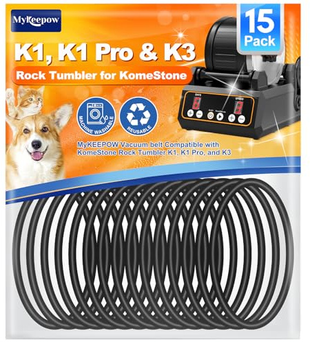 MyKEEPOW Rock Tumbler Belts Compatible with KomeStone Rock Tumbler Model K1 & K1 Pro & K3, 15 Pack (Not fit for K2 Elite Rock Tumbler)