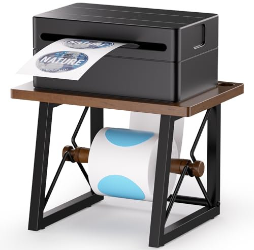 TIPSYTREE Etikettenhalter für Rollen und Fächerfalz-Etiketten, Thermo-Etikettenhalter aus Holz für Desktop-Thermo-Etikettendrucker, Thermodrucker-Zubehör für Zuhause, Büro, Kleinunternehmen (Schwarz