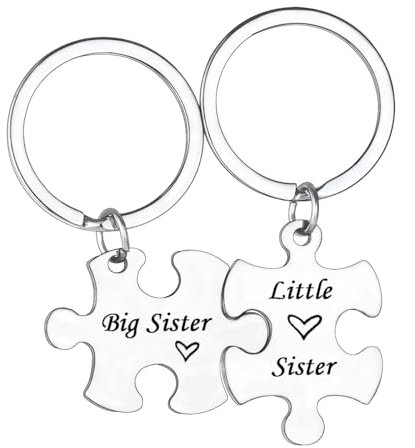 Lot de 2 porte-clés assortis pour sœurs, frères, cadeaux de la part d'une sœur, d'une grande sœur, d'une petite sœur, d'un frère, d'un grand frère, d'un petit frère, d'un petit frère, Grande sœur et