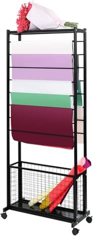 Organizzatore di Nastri, Rastrelliera per Bobine, Porta nastro da pavimento a 9 livelli, dispenser for bobine di filo in vinile su entrambi i lati con 4 rotelle girevoli for pantaloni scialle, sciarpe