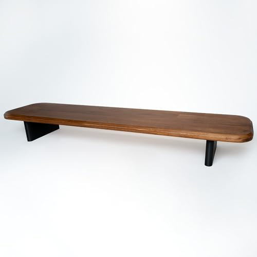 Ergonomischer Monitorständer aus Holz 80/60/40 cm – Bildschirmständer für PC & iMac, stabile Schreibtischerhöhung mit schwarzen Kunststofffüßen, platzsparend & stilvoll (80 cm x 20 cm x 10 cm)