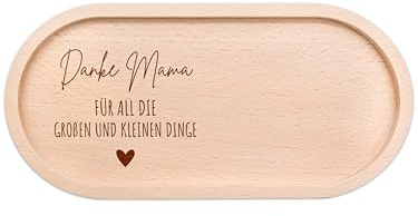 wunderwunsch Dekotablett mit Gravur, personalisierte Holzscheibe für Mama | Brettchen als Geschenk für die beste Freundin oder Familienmitglieder, kleines Baumscheibe, gravierter Text auf Holz