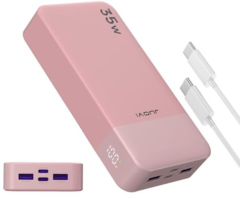 Portable Power Bank 20000mAh, JUOVI 35W Cargador portátil, batería de Carga rápida, PD3.0 QC4.0 batería Externa del teléfono con Pantalla LED para el iPhone 16 15, Galaxy, Tablet, Switch, etc