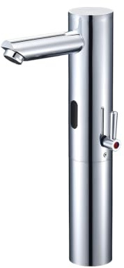 Automatischer, berührungsloser Waschbeckenarmatur, Sensor, bewegungsaktiviert, No-Touch-Messing-Wasserhahn mit einstellbarem Temperaturkontrollgriff für Zuhause, Waschtisch, Gewerbe und Büro (hoch
