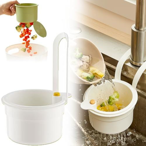 Adjustable Sink Filter Tray Tap, Plastic Kitchen Hanging Sink Drain Basket, Draining Kitchen Tool, Holder Sink with Fine Mesh Filter for Garbage Leftovers Easy Installation and Removal (White)