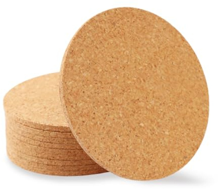 GIDWRIY 10 Pezzi Sottobicchieri Sughero Rotondo 10 cm,Sotto Bicchieri Da Tavola,Sottobottiglia Sughero,Sottobicchieri Birra,Sottotazza Caffe,Coasters For Drinks,Bevande Sotto Bicchieri Vetro